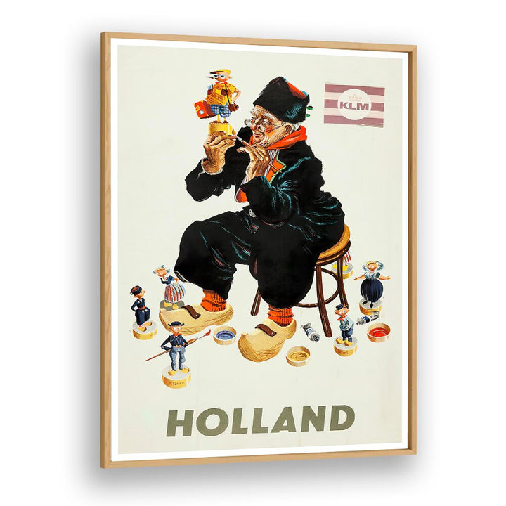 Colorful HOLLAND II, VINTAGE TRAVEL POSTERS featuring a traditional Dutch figure and charming collectibles. Perfect decor!