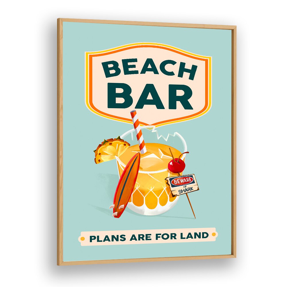 Colorful BEACH BAR COCKTAIL, BAR art showcasing a refreshing drink, perfect for summer vibes in any space.