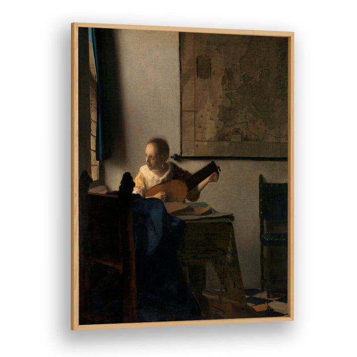 YOUNG WOMAN WITH A LUTE , VINTAGE PAINTINGS