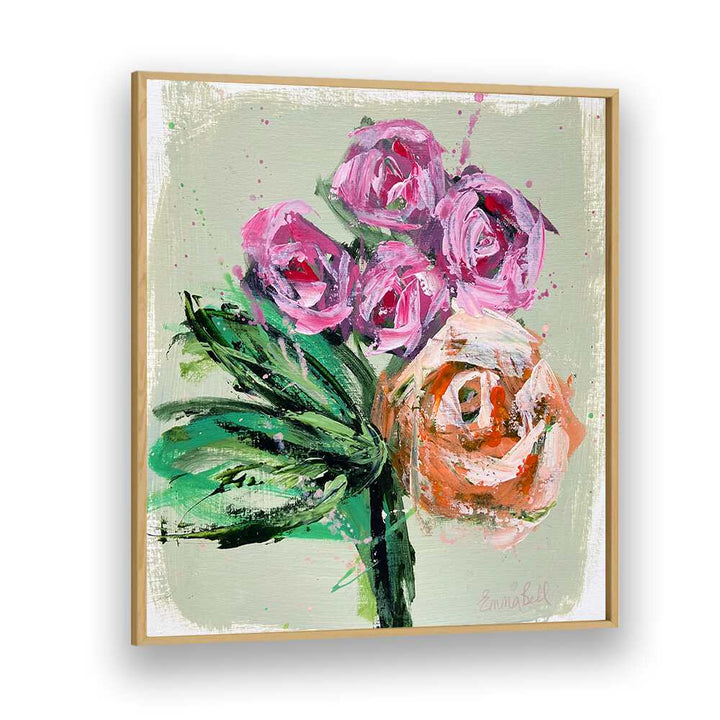 Vibrant Pink Roses, Floral Flower Paintings bring life and color to any home decor with their stunning abstract design.