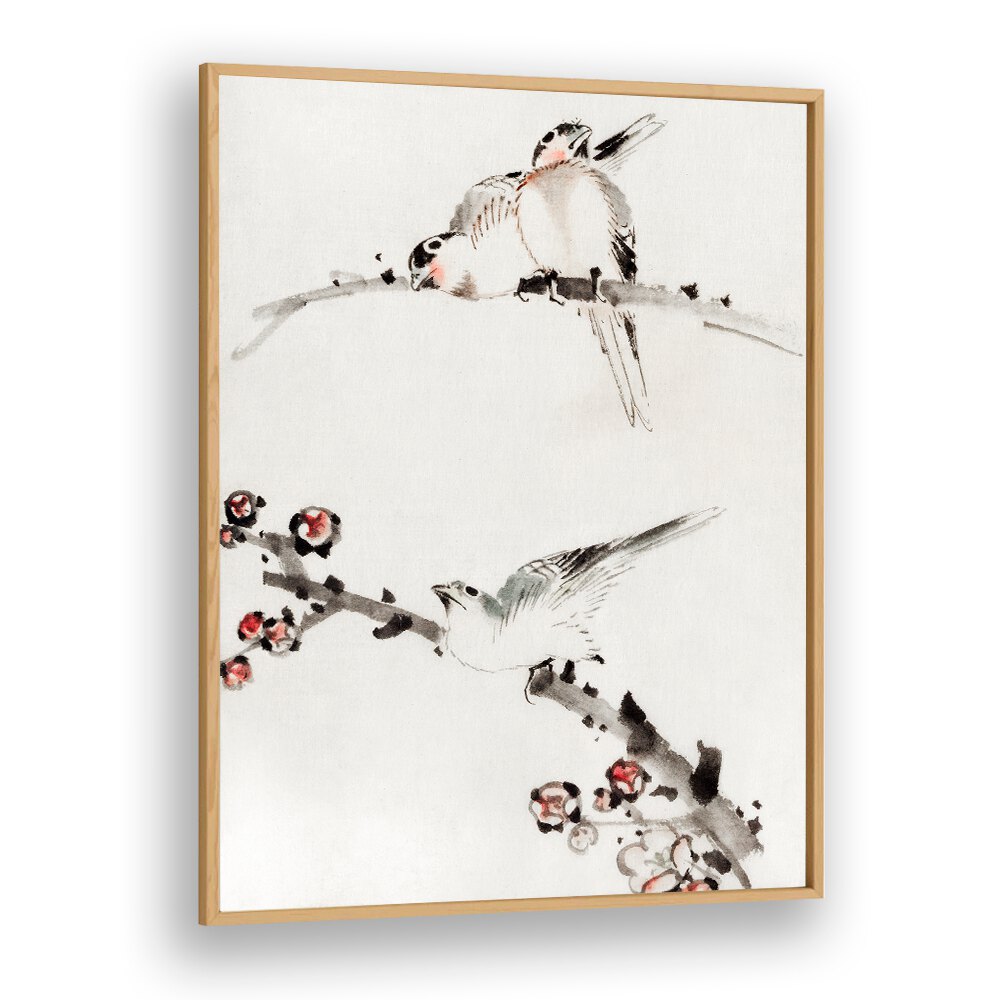 BIRDS ON BRANCHES , VINTAGE PAINTINGS