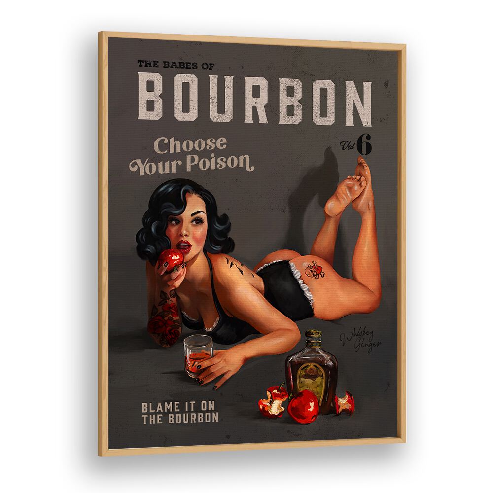 Transform your space with BABES OF BOURBON, BAR art featuring a stunning pinup and vibrant design.