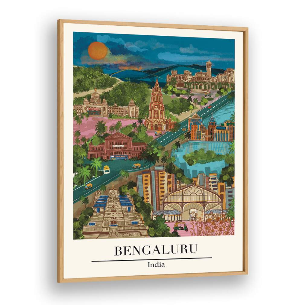 Explore the vibrant culture of Bengaluru with Saumya Agarwal's stunning travel poster, perfect for wall decor.