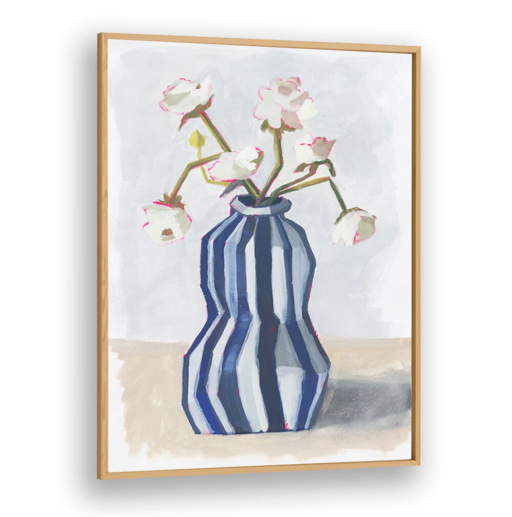 Elegant flowers in a striped vase II enhance home decor with a contemporary touch, perfect for any room.