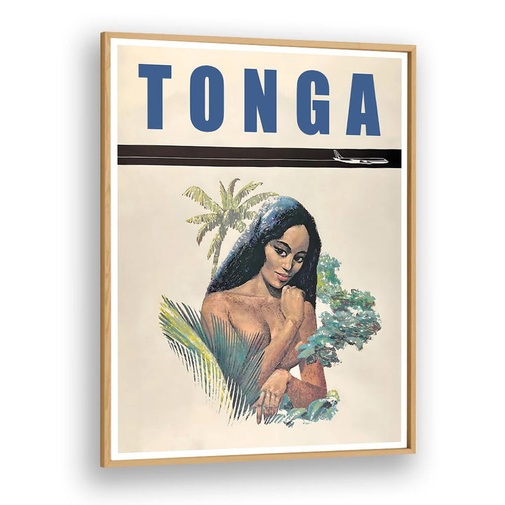 Stunning TONGA, VINTAGE TRAVEL POSTERS featuring a beautiful woman and tropical scenery, perfect for any decor.