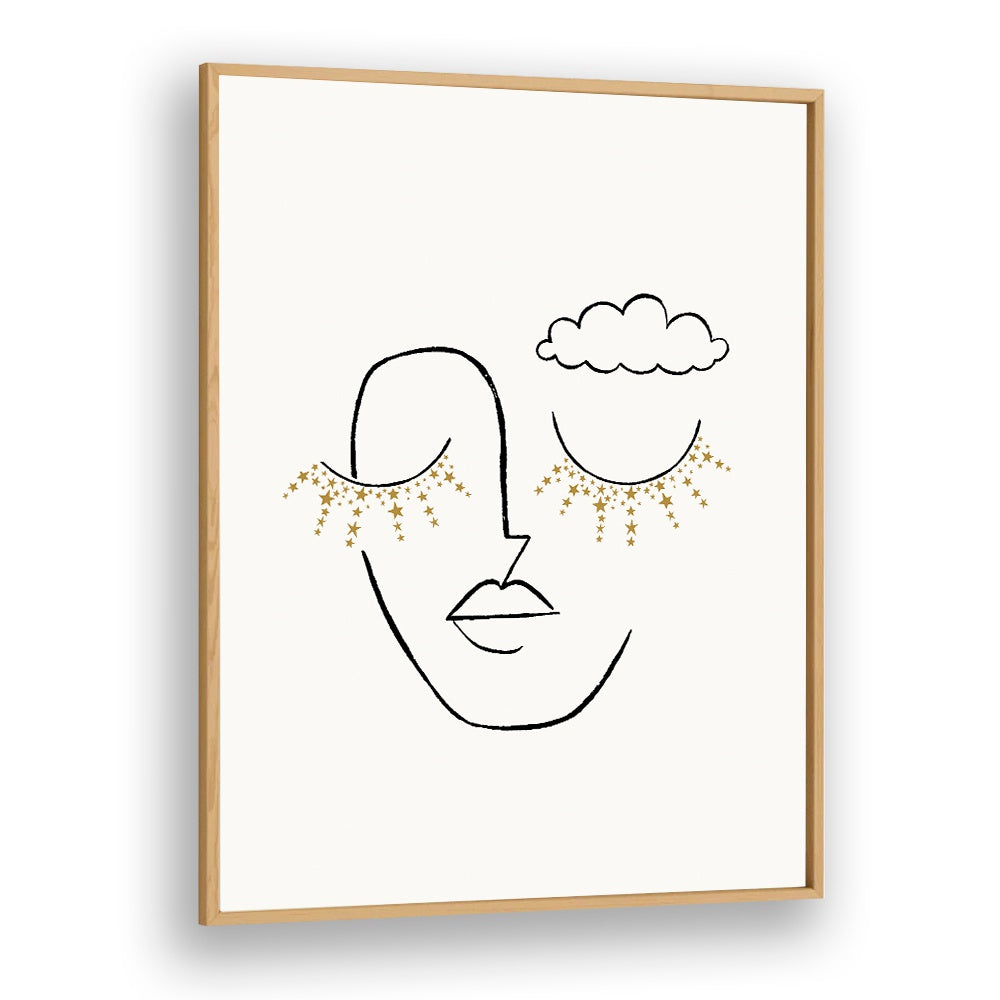 Elegant DAYDREAMER, LINE ART PAINTINGS featuring a serene face design, perfect for modern home decor.