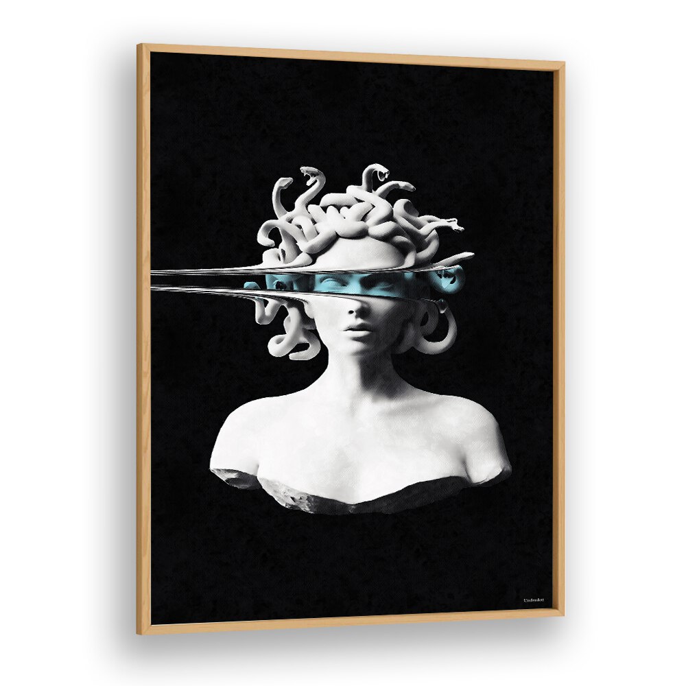 Stunning PORTRAIT OF MEDUSA, ALTERED ART PRINTS by UNDERDOTT, showcasing a captivating blend of classic artistry.