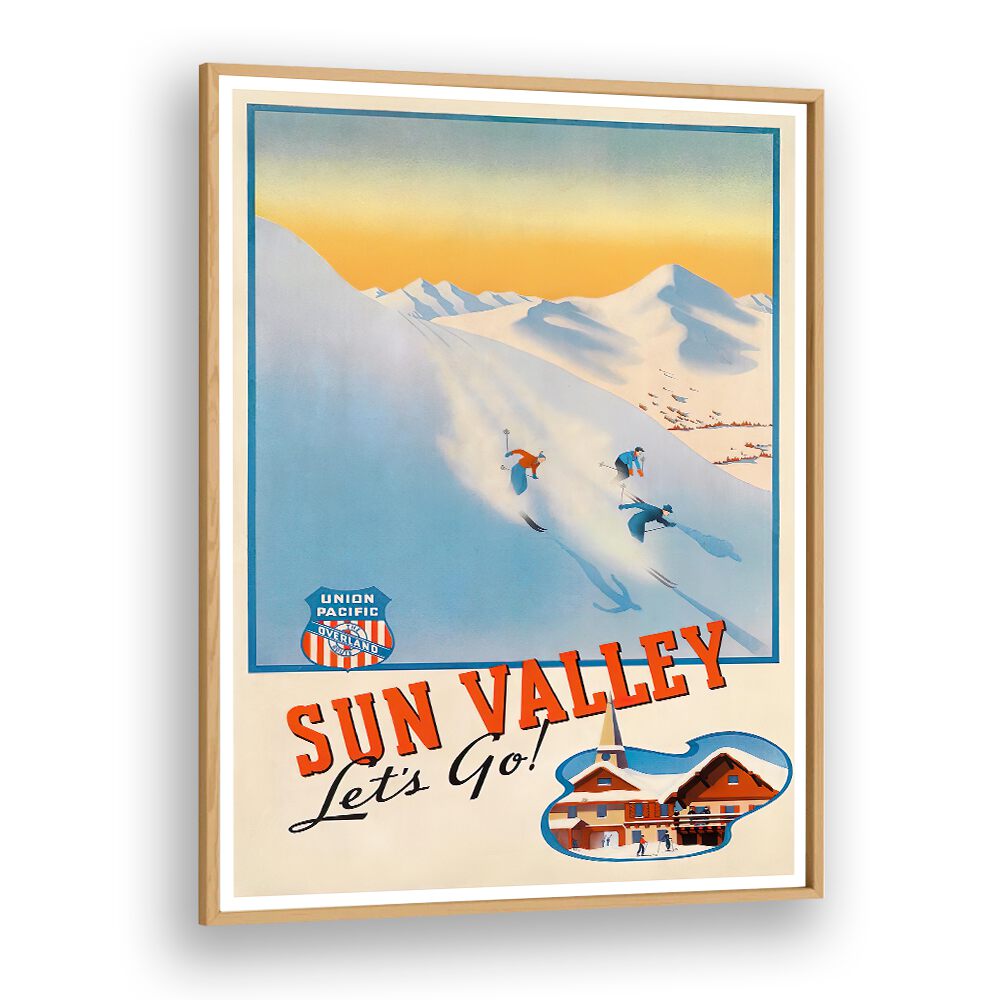 Explore SUN VALLEY, VINTAGE TRAVEL POSTERS showcasing stunning winter sports and breathtaking landscapes.