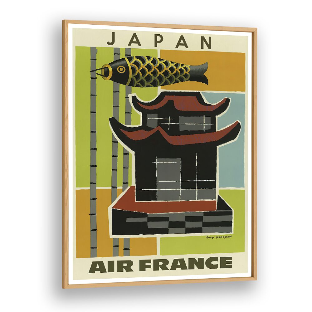 Colorful JAPAN III, VINTAGE TRAVEL POSTERS featuring traditional architecture and nature, perfect for art lovers.