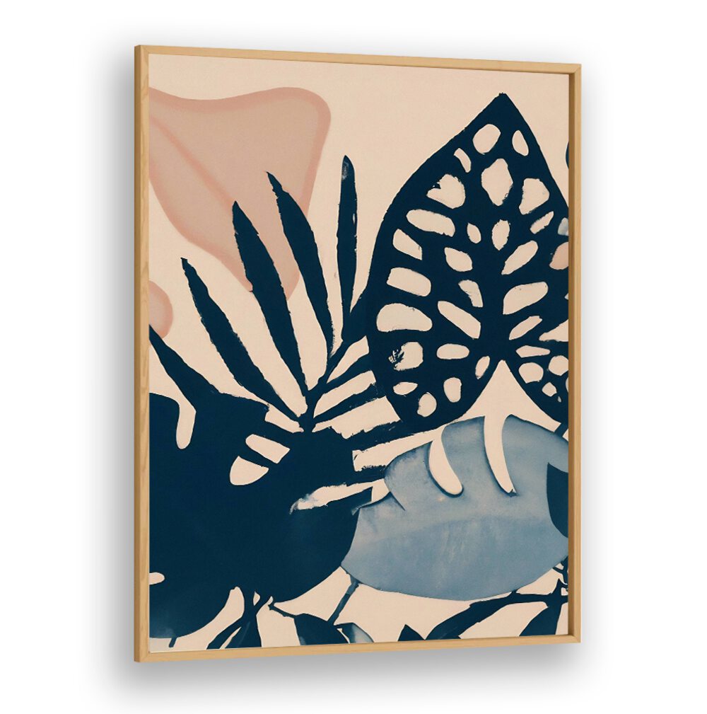 POWDER PINK LEAVES , FLORAL FLOWER PAINTINGS showcasing delicate pink petals and bold dark leaves by Oakwood Plain