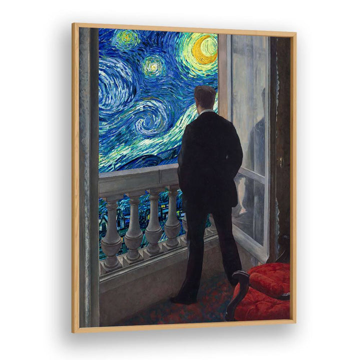 STARRY NIGHT VIEW, ALTERED ART PRINTS captures a figure gazing at a stunning night sky, enhancing any space.