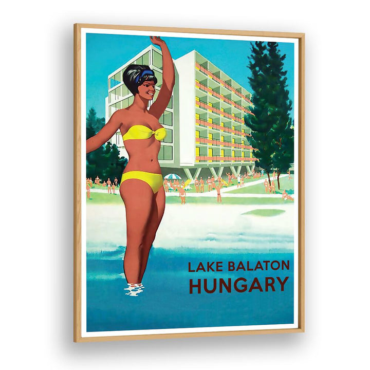 Vintage travel poster showcasing Lake Balaton, Hungary, perfect for home decor—HUNGARY, VINTAGE TRAVEL POSTERS.