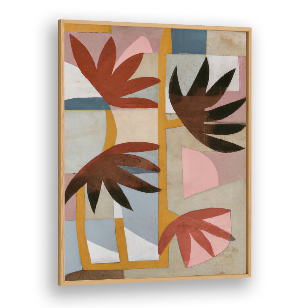 FLOWER SAFARI floral flower paintings with bold leaves and abstract shapes, adding vibrant charm to your home décor.