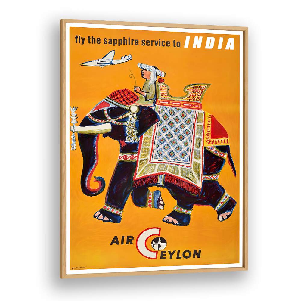 AIR CEYLON, VINTAGE TRAVEL POSTERS feature a colorful elephant design, capturing the essence of nostalgic adventure.