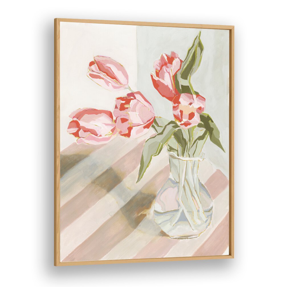 Elegant TULIPS IN A VASE, showcasing vibrant blooms, perfect for enhancing any room's natural beauty.
