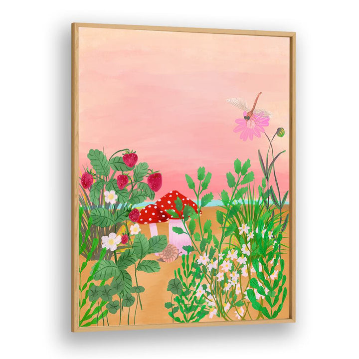 Vibrant WILD STRAWBERRY TRAIL, FLORAL FLOWER PAINTINGS showcasing summer's charm with bold colors and enchanting nature.