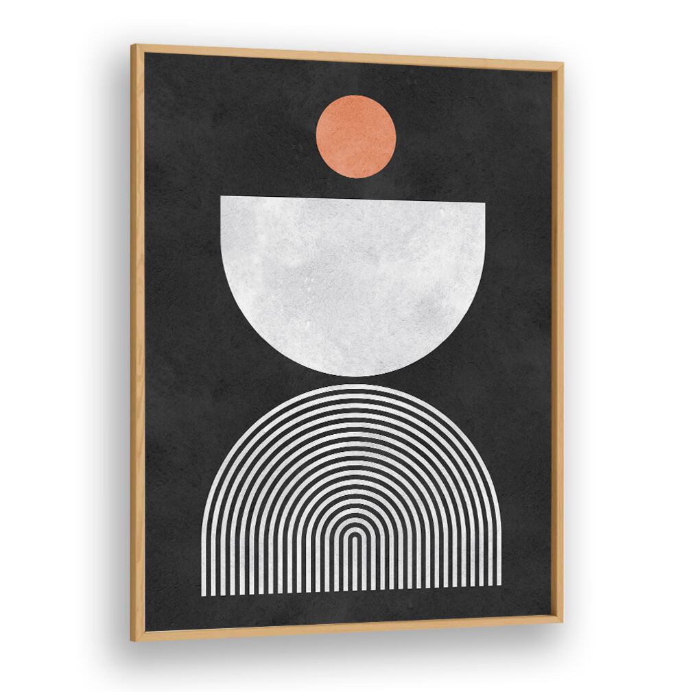 Stylish LINES AND CIRCLES X, BOHO ART PAINTINGS featuring geometric shapes on a black background, perfect for modern decor.