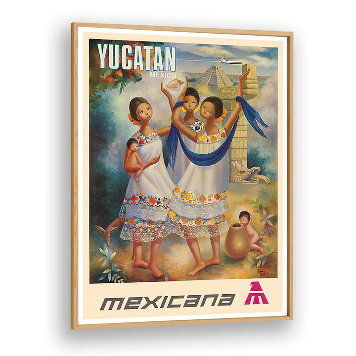 Vibrant MEXICANA YUCATAN, VINTAGE TRAVEL POSTERS showcasing the rich culture and beauty of Mexico's Yucatan Peninsula.