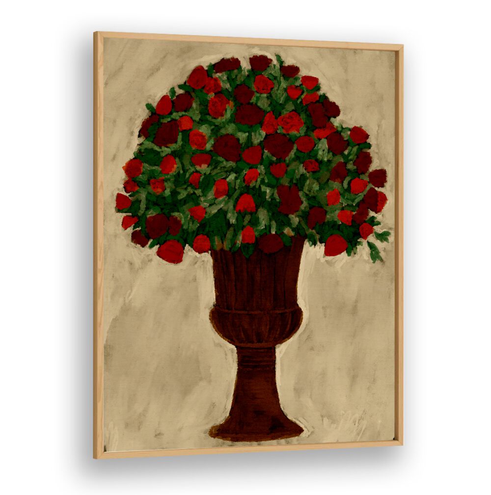 Vibrant SPRING BOUQUET, BOHO ART PAINTINGS featuring a lush arrangement in a classic vase, perfect for seasonal decor.