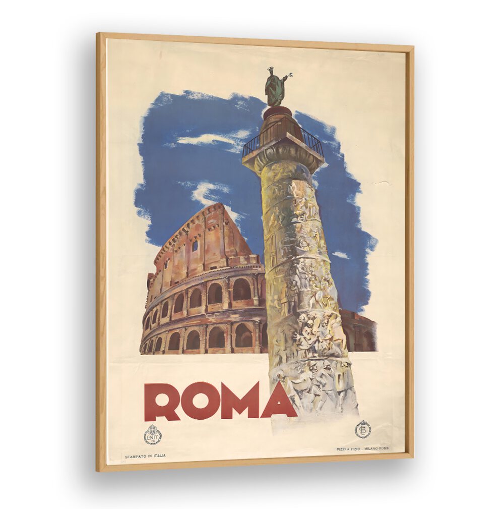 Stylish ROMA, VINTAGE TRAVEL POSTERS featuring the Colosseum, perfect for enhancing your decor with timeless elegance.