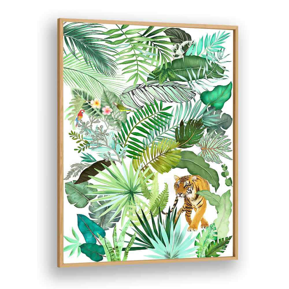 JUNGLE TIGER IV , FLORAL FLOWER PAINTINGS