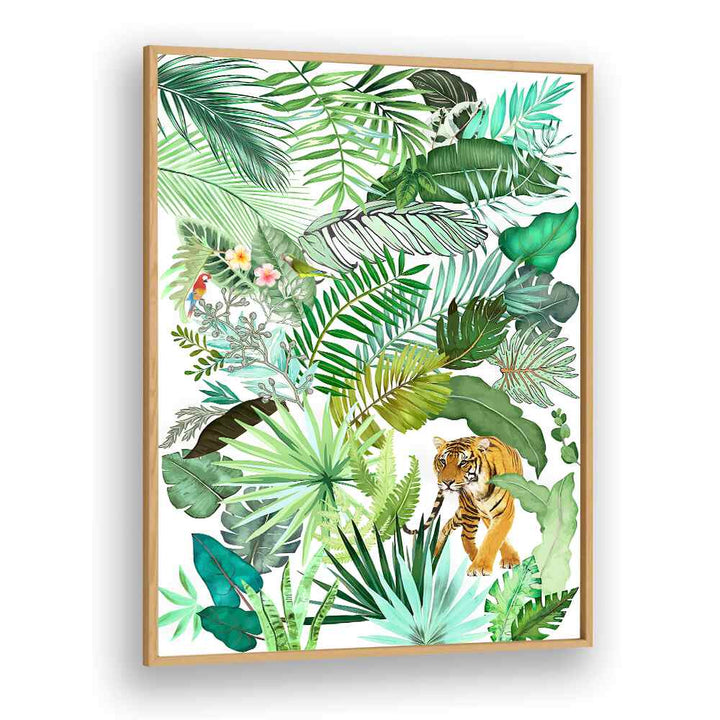 JUNGLE TIGER IV , FLORAL FLOWER PAINTINGS