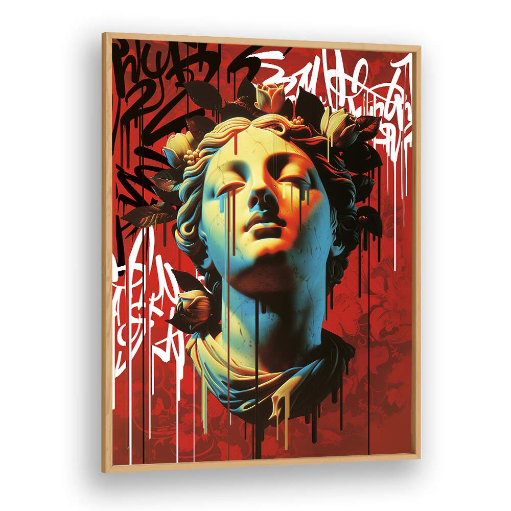 VANDAL ARIADNA, ALTERED ART PRINTS featuring a vibrant blend of graffiti and classical sculpture by Dikhotomy.