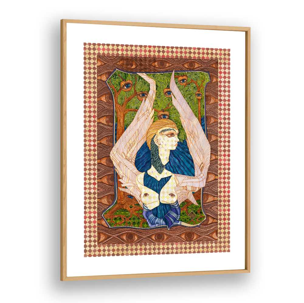 ANIOL II, PORTRAITS features a vibrant illustration blending nature and figure, perfect for artistic decor.