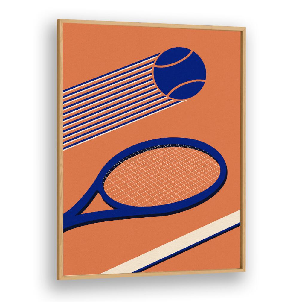 Retro tennis racket and ball design in vibrant colors, perfect for TENNIS 80'S, SPORTS POSTERS enthusiasts.