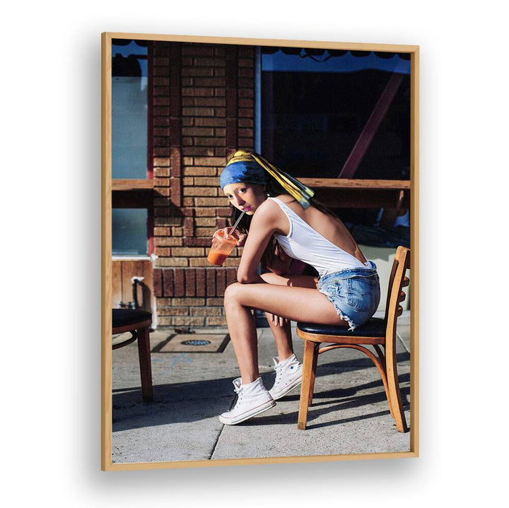 Chillout vibe captured in the GIRL WITH PEARL EARRING CHILLOUT MOOD, ALTERED ART PRINTS for modern elegance.