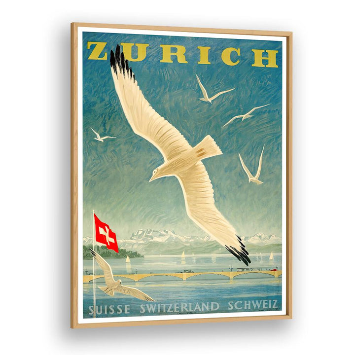 Stunning ZURICH, VINTAGE TRAVEL POSTERS showcasing Switzerland's charm with vibrant colors and elegant design.