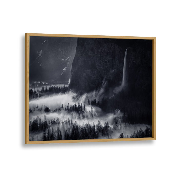 Stunning black and white landscape of Bridalveil Fall, showcasing ACTIONS AT BRIDALVEIL FALL, PHOTOGRAPHY PRINTS.
