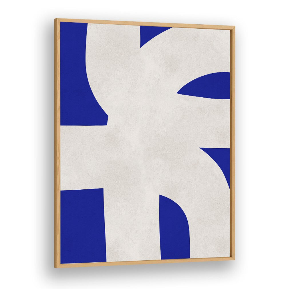 Stylish abstract painting "UNDULATING CURVES VII" featuring bold blue and neutral tones, perfect for modern decor.