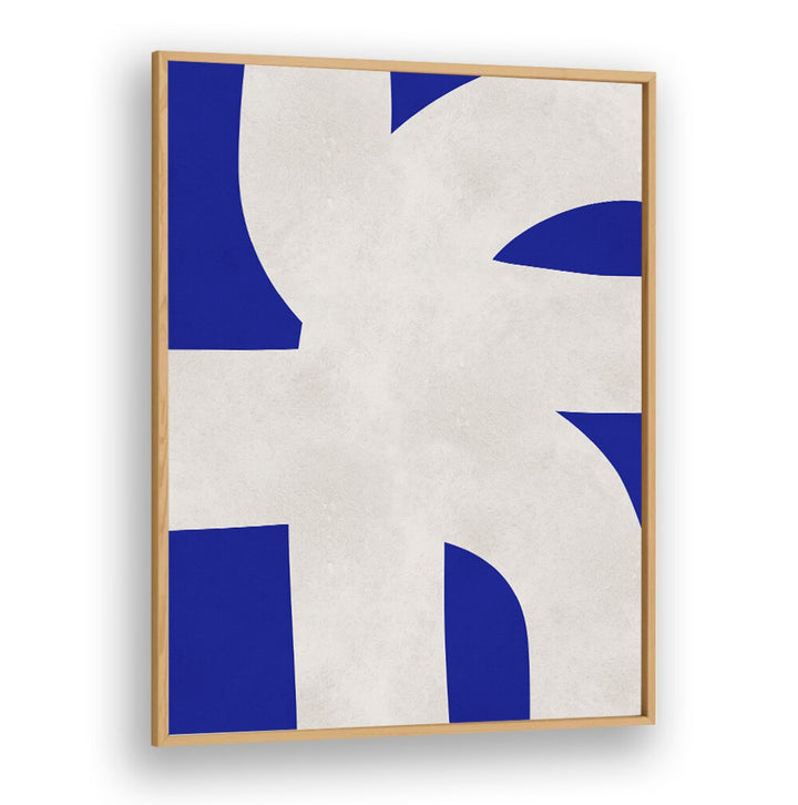 Stylish abstract painting "UNDULATING CURVES VII" featuring bold blue and neutral tones, perfect for modern decor.
