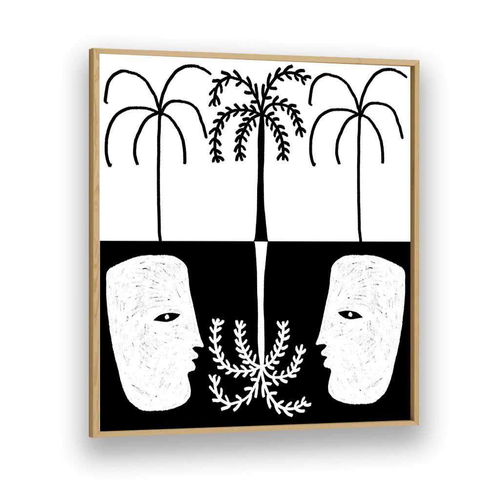 Stunning YEARNING II, BOHO ART PAINTINGS featuring abstract faces and palm trees, perfect for modern decor.
