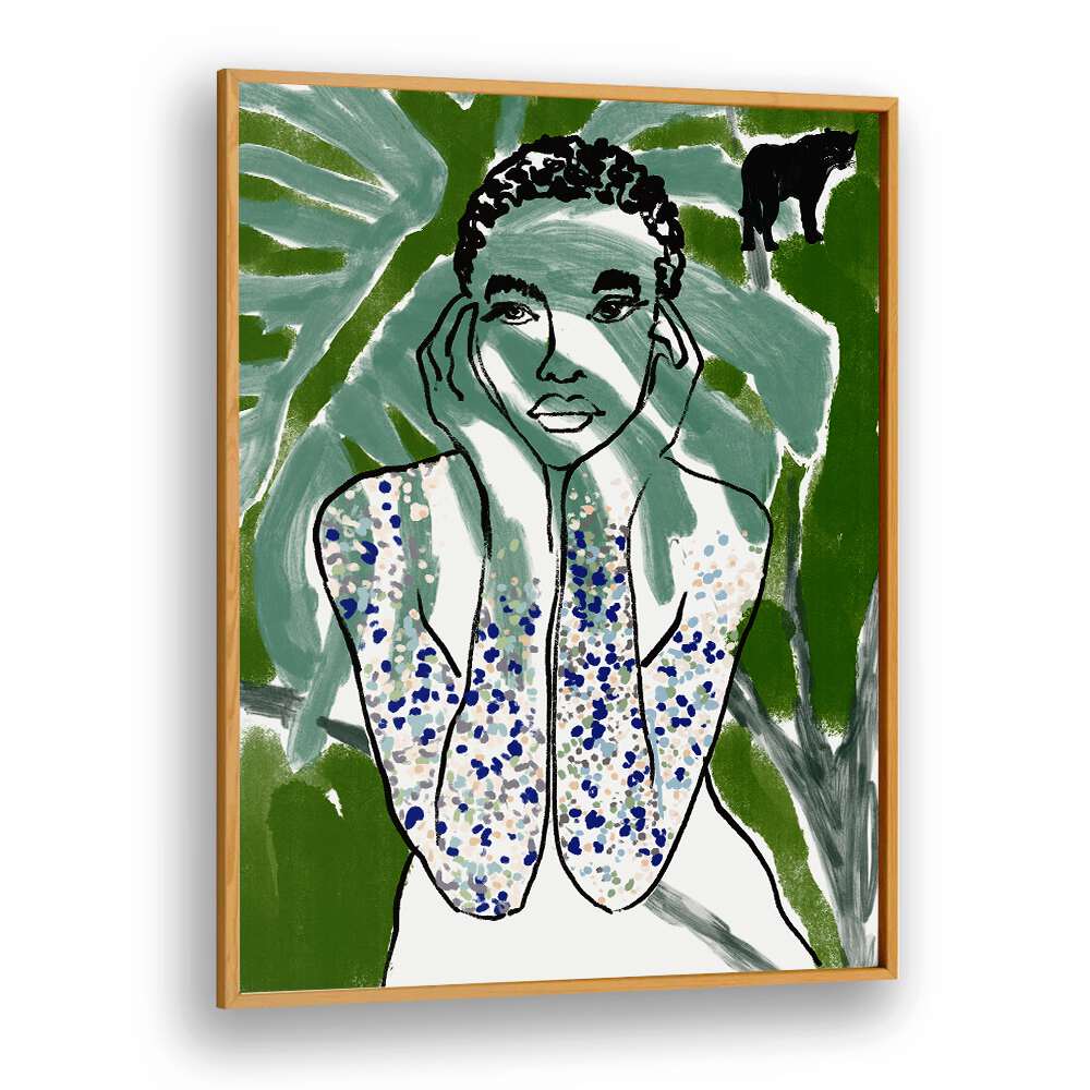 Vibrant art piece from JUNGLE ZONE, PORTRAITS collection, showcasing jungle aesthetics and human form beauty.