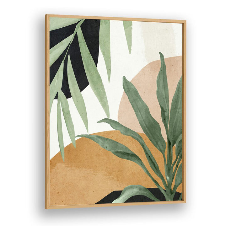 Transform your decor with ABSTRACT TROPICAL LEAVES V, BOHO ART PAINTINGS featuring vibrant tropical leaves.