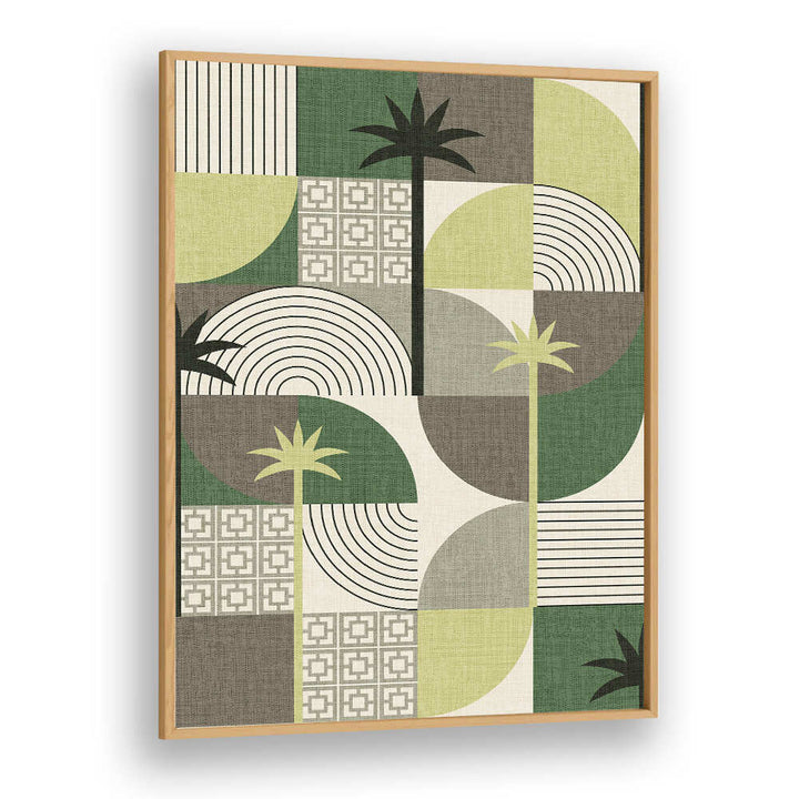 DESERT SHAPES AND PALMS GREEN , FLORAL FLOWER PAINTINGS