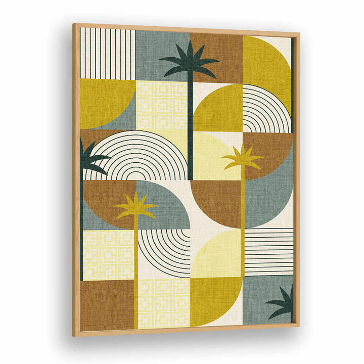 DESERT SHAPES ADN PALMS MUSTARD , BOHO ART PAINTINGS