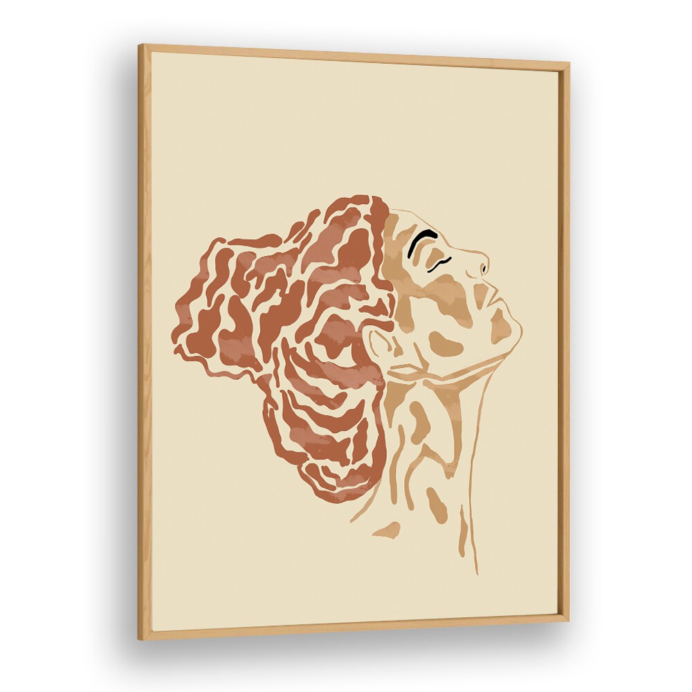 INNER PEACE, BOHO ART PAINTINGS featuring a serene woman profile, perfect for enhancing tranquility in your space.