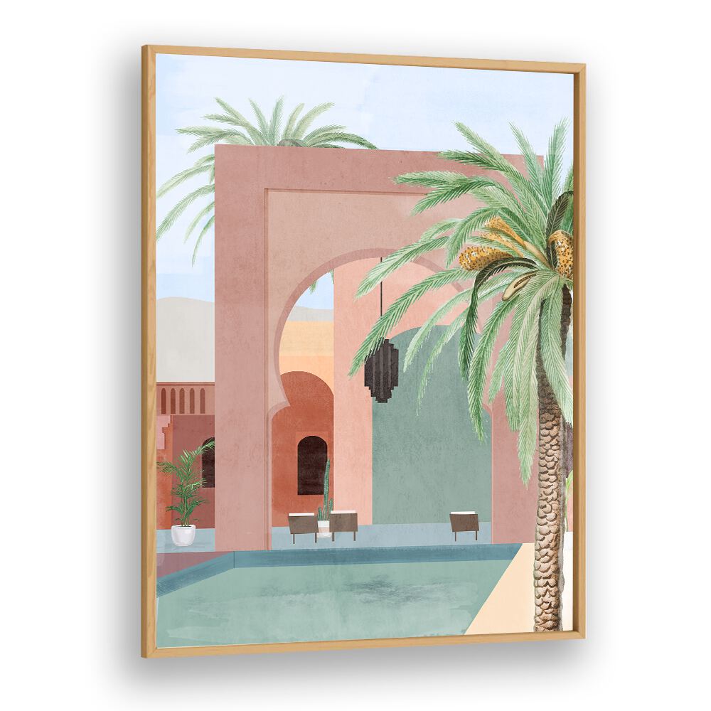 Stunning MOROCCAN POOL, BOHO ART PAINTINGS featuring vibrant colors and intricate designs for your living space.