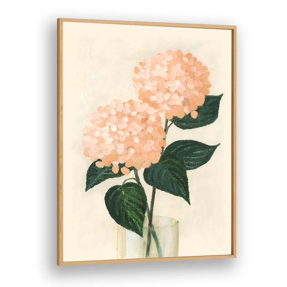 CORAL HYDRANGEAS IN A VASE , FLORAL FLOWER PAINTINGS
