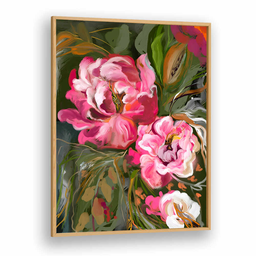 EXPRESSIVE PINK PEONIES , FLORAL FLOWER PAINTINGS