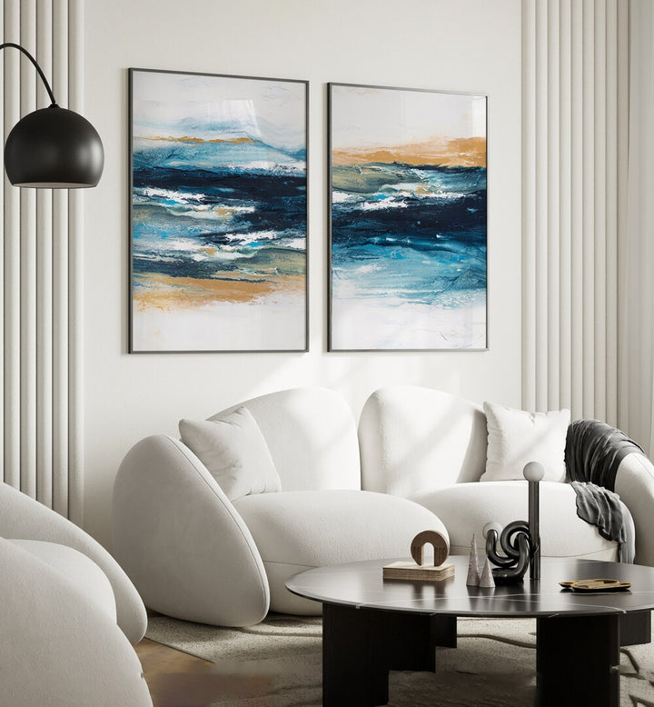 Enhance your home with the OCEAN SERENITY SET, SET OF 2 PAINTINGS, showcasing calming ocean waves and landscapes.