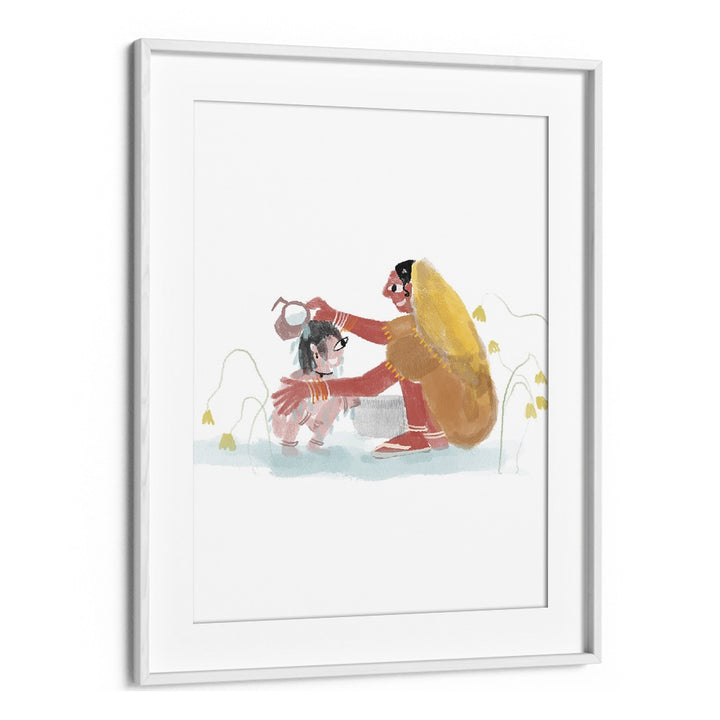 Of Mothers By Shreya Roy Chowdary, Indian Art Paintings Artwork in White Frame With Mount
