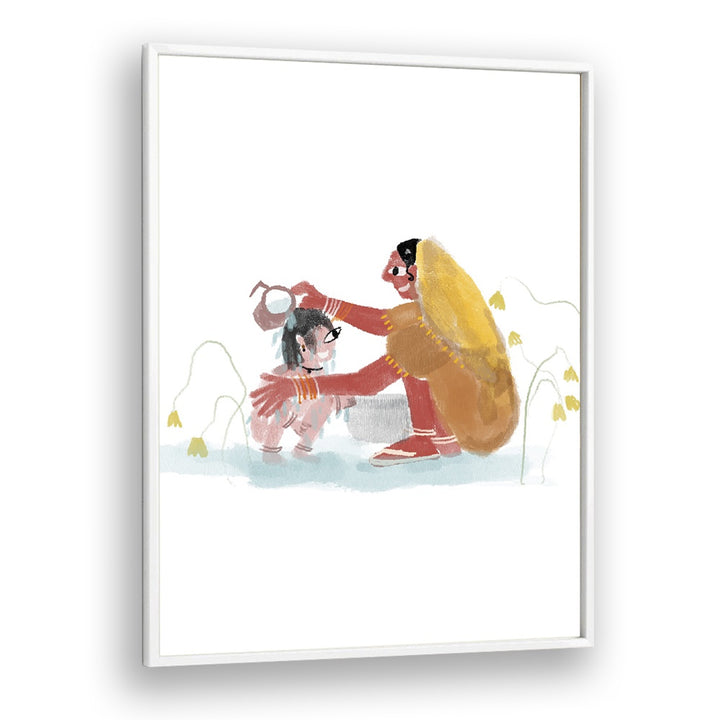 Of Mothers By Shreya Roy Chowdary, Indian Art Paintings Artwork in White Plain Frame