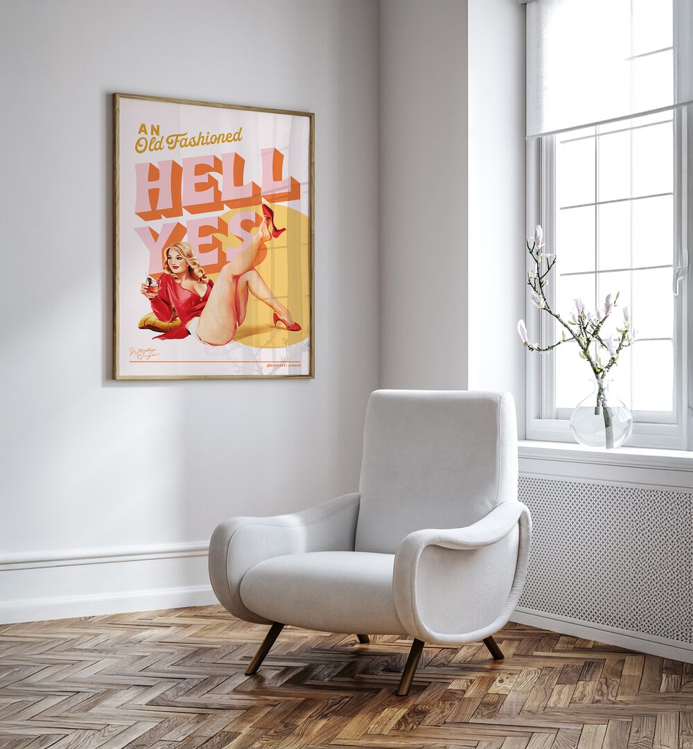 Embrace boldness with HELL YES II, FASHION POSTERS, perfect for vibrant, feminine decor. Ideal for any stylish space.