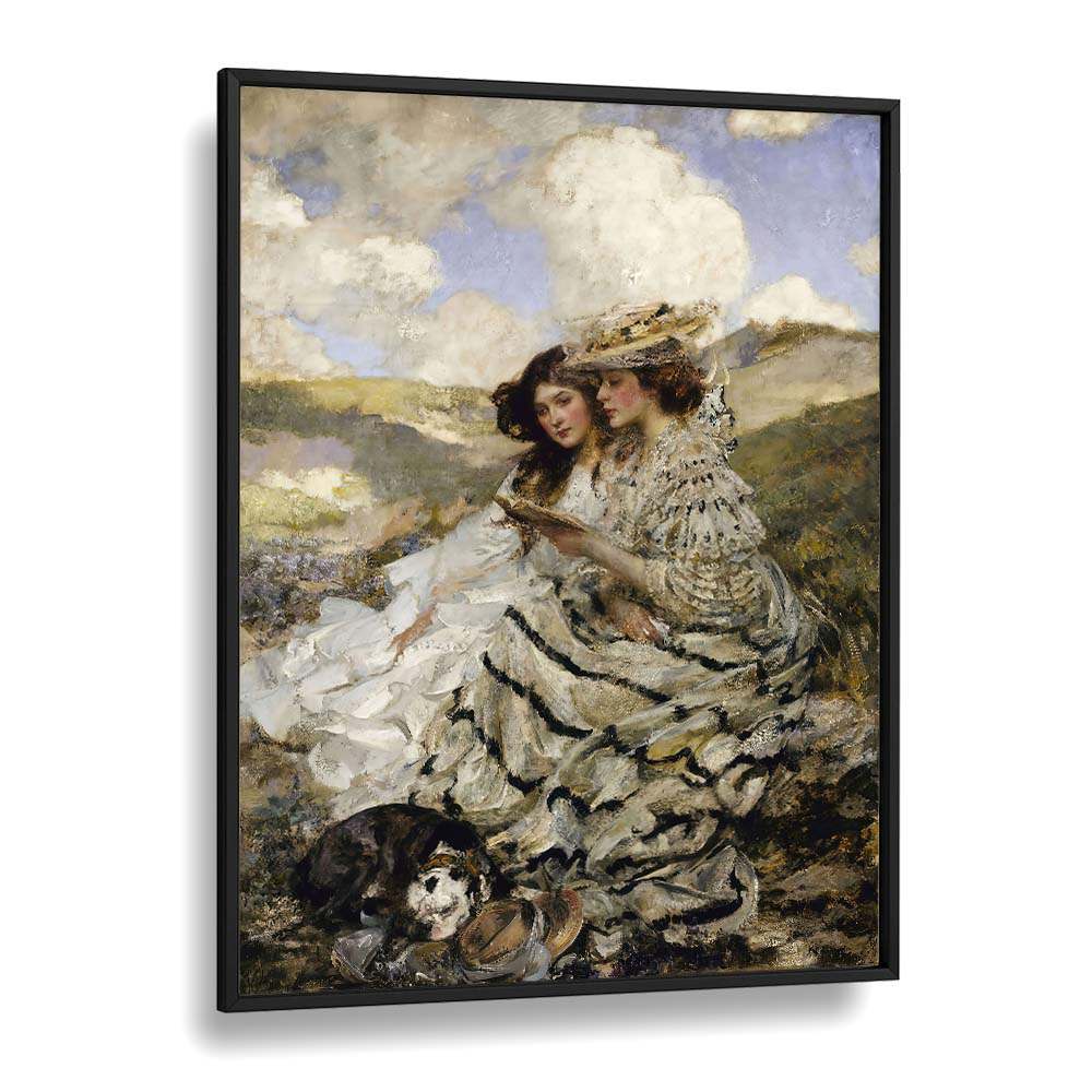 Exquisite ON THE DUNES, VINTAGE PAINTINGS featuring two women in elegant attire, perfect for adding tranquility to your home.