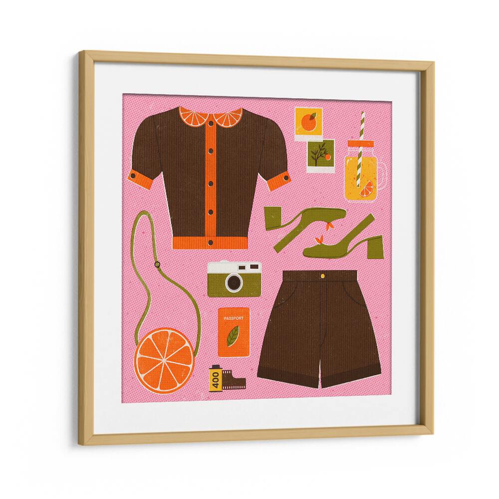 Vibrant ORANGE, FASHION POSTERS by Julia Leister, featuring stylish apparel and accessories in a chic design.