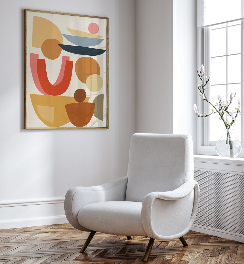 Stylish room featuring ORGANIC V, GEOMETRIC ART PRINTS that blend nature's beauty with modern design elements.